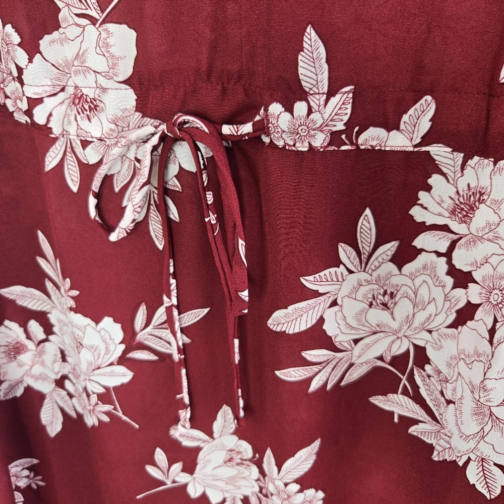 Timing Floral Burgundy Women's Long Tunic Top Size Medium - Picture 8 of 15